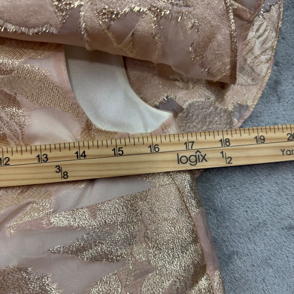 Lilly Pulitzer Trixie One Shoulder Ruffle Top Gold Organza Brocade Metallic XS - Picture 7 of 8